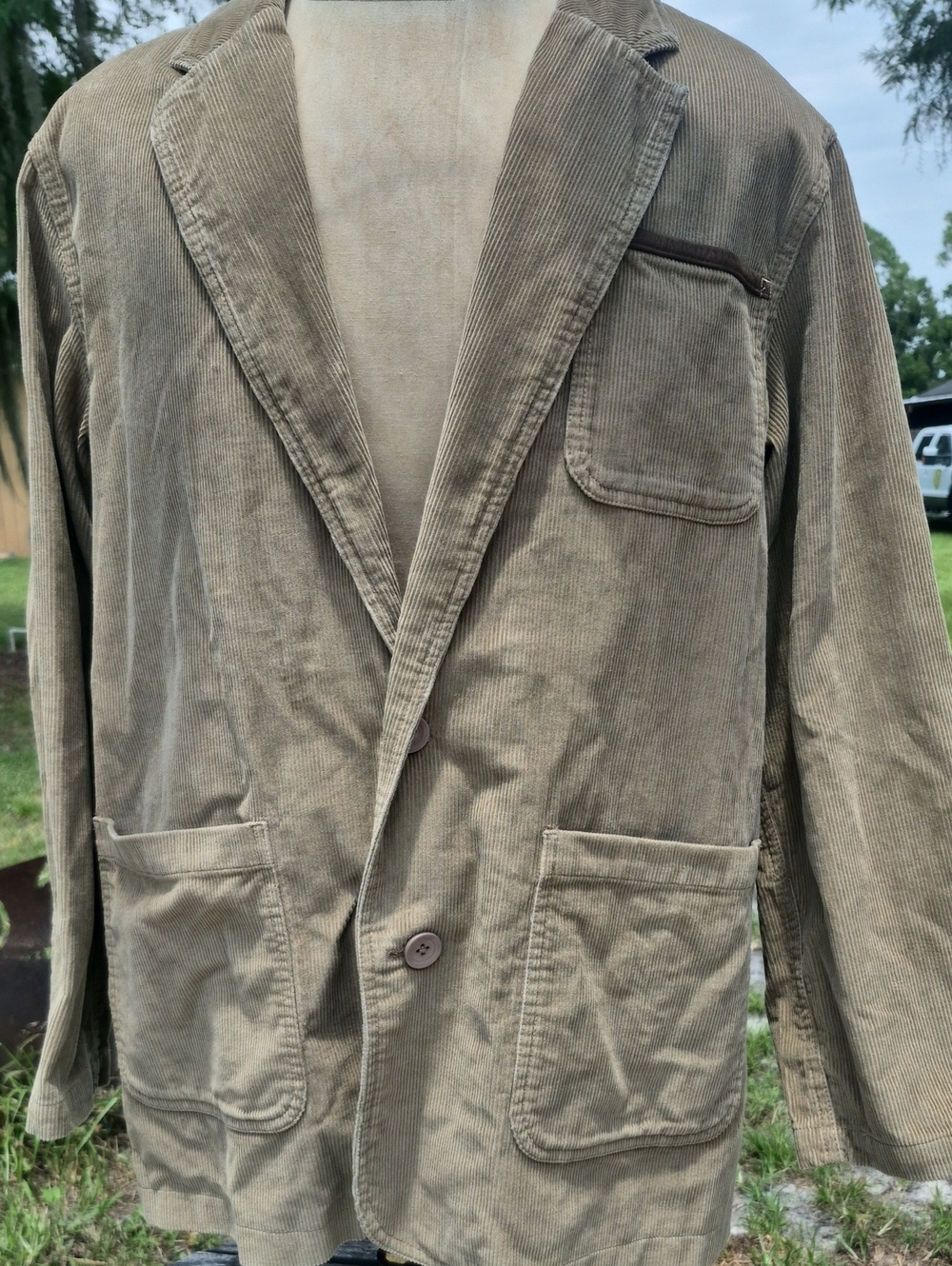 Guide Gear Large Beige Tan Courdory 2 Button Closure Jacket Coat Sports Blazer